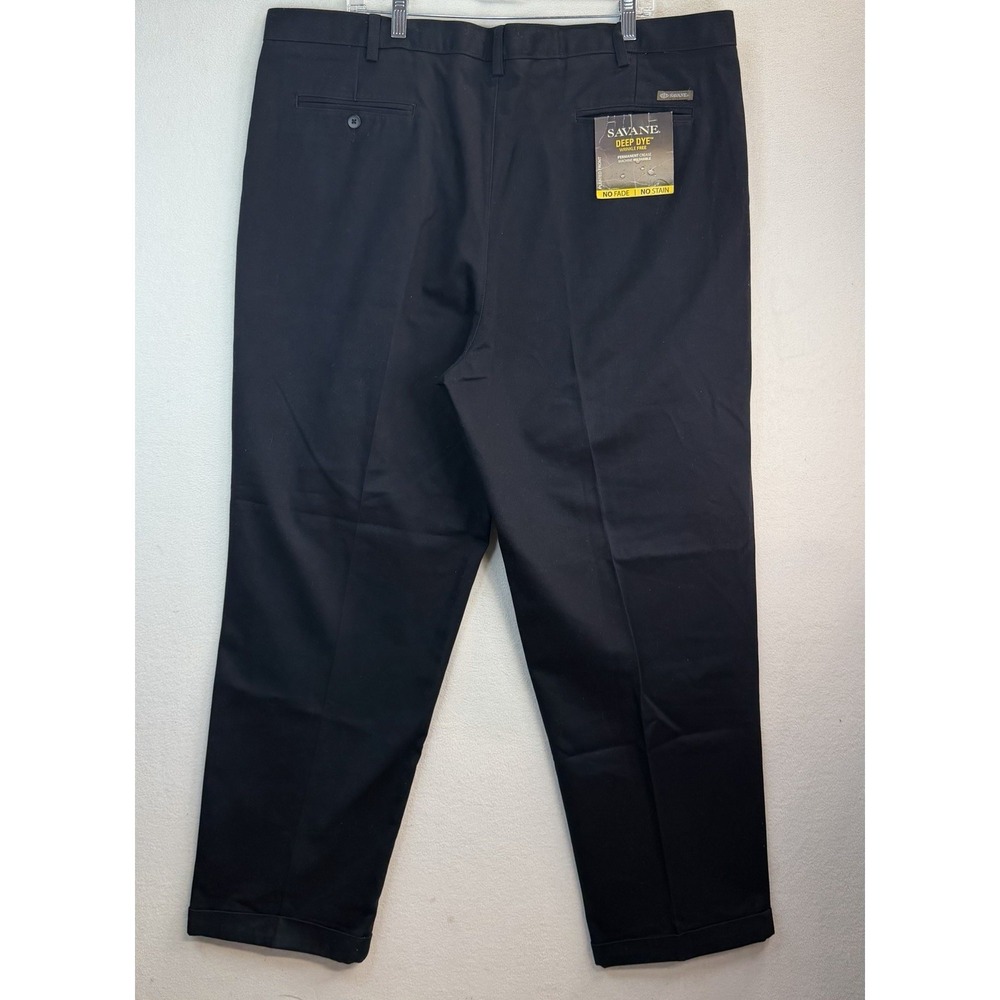 Men's 44 X 32L Deep Dye Savane Black‎ Pants, Wrinkle Free, Permanent Crease
